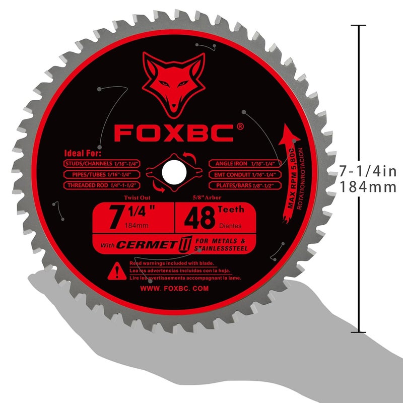 FOXBC 7-1/4 inch Circular Saw Blade Metal and Stainless Steel Cutting 48 Teeth, Replacement for Diablo D0748CF Ceramic Carbide Saw Blade - Image 4